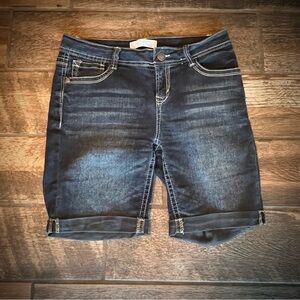 No Boundaries blue stretch denim longer shorts 11